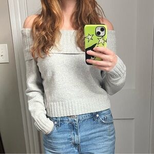 Hollister Gray Off-the-Shoulder Sweater